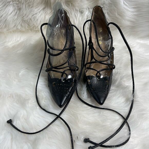 Black Rubidza by Lorraine lazer cut lace up stiletto  heels size 8.5 - Picture 4 of 10